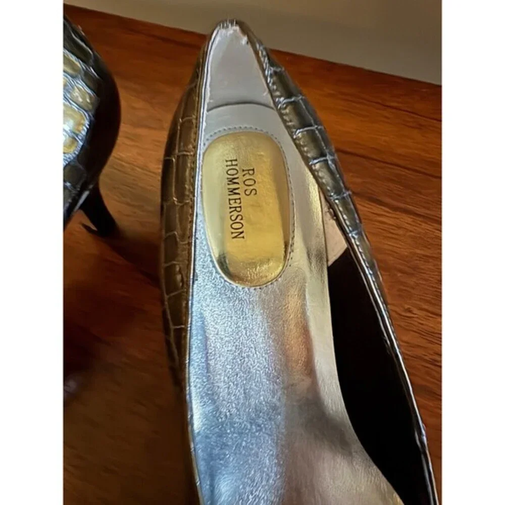 Ros Hommerson Womens‎ 9W Kitten Heels Green Faux  Patent Leather Style 39936
